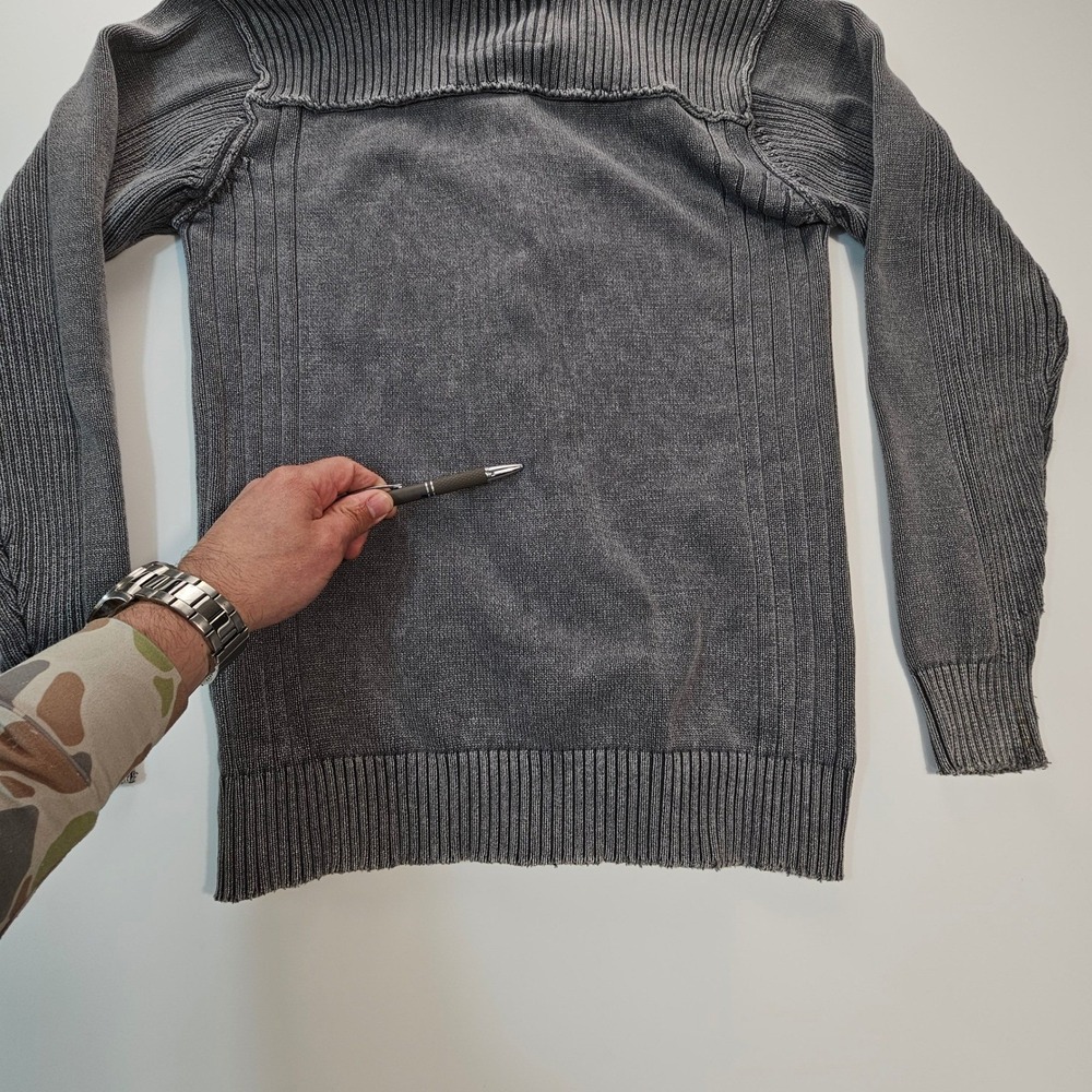BKE Athletic Mens Full Zip Ribbed Knit Sweater Charcoal Gray Mock Neck L - Picture 14 of 16